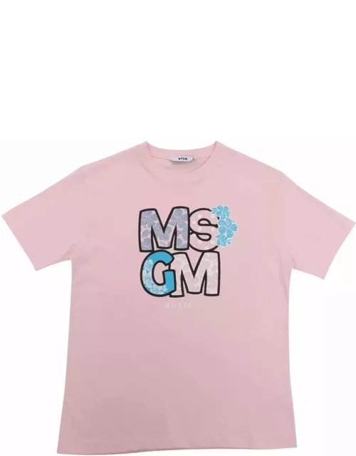MSGM Pink T-shirt With Print