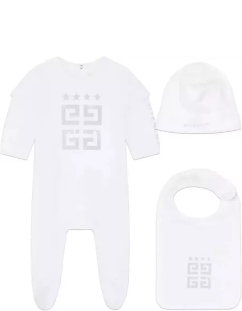 Givenchy Gift Set With Pajamas, Bib And Hat In Cotton With 4g Print