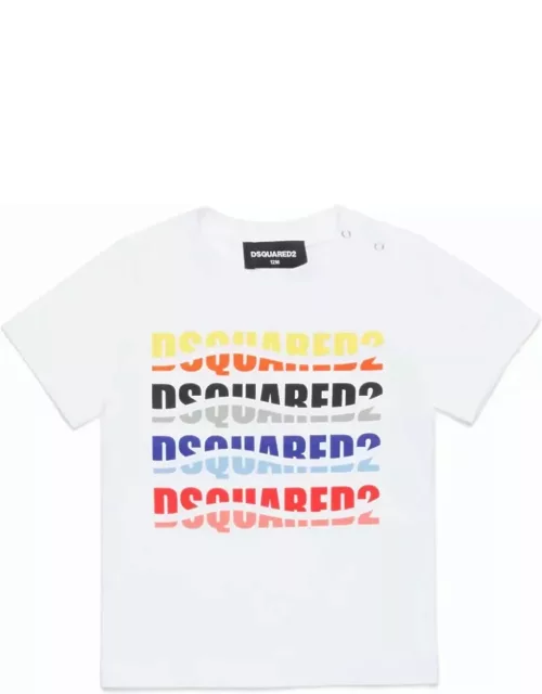 Dsquared2 White T-shirt With Wave Effect Logo Print