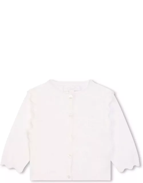 Chloé White Cardigan With Scalloped He