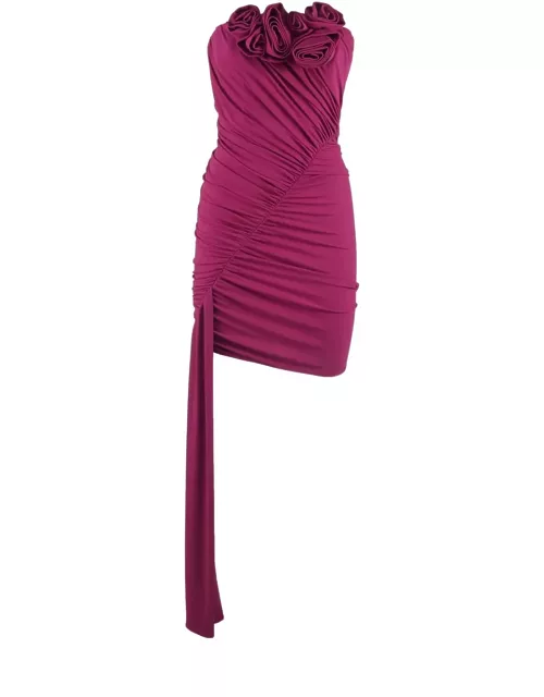 Magda Butrym Purple Strapless Jersey Sash Mini Dres