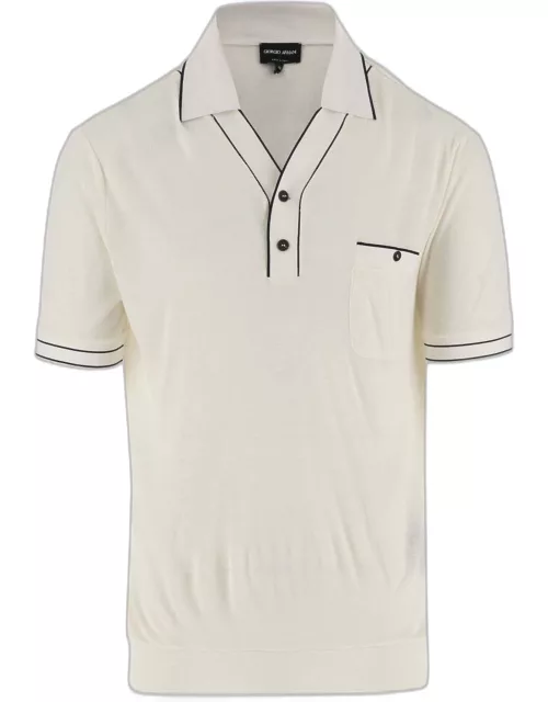 Giorgio Armani Wool And Viscose Blend Polo Shirt