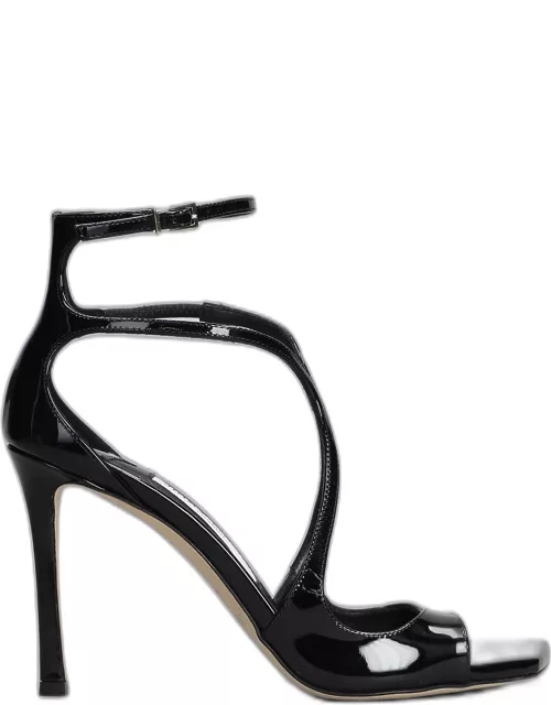 Jimmy Choo Azia 95 Sandals In Black Patent Leather