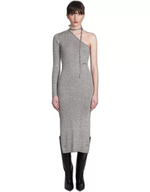 Ganni Dress In Silver Polyester