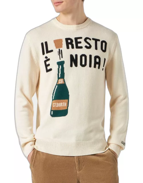 MC2 Saint Barth Man Sweater With Il Resto è Noia! Embroidery
