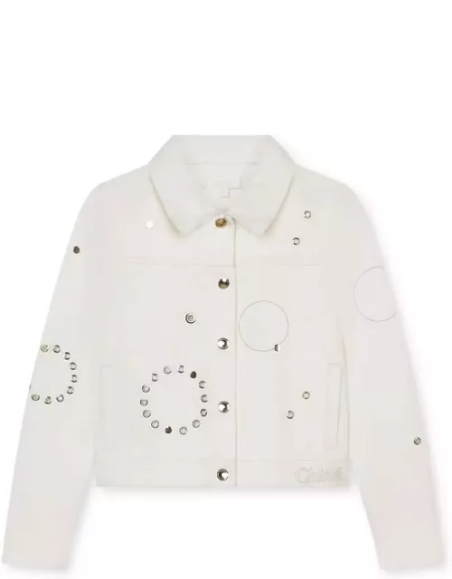 Chloé Ivory Denim Jacket With Stud