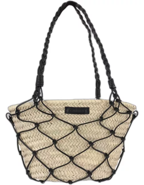 Filippo Catarzi Straw And Cotton Bag With Leather Detail