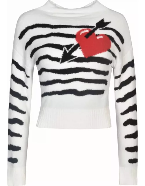 Philosophy di Lorenzo Serafini Heart Embroidered Zebra Stripe Pullover