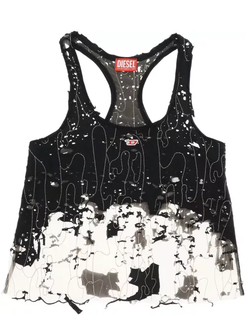 DIESEL "destroyed tulle and jersey top with