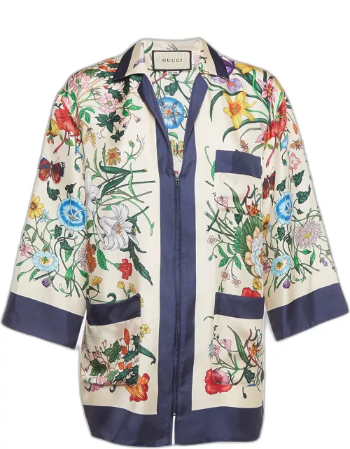Gucci Multicolor Floral Print Silk Foulard Shirt