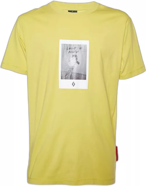 Marcelo Burlon County Of Milan Yellow Rose Print Cotton Crew Neck T-Shirt