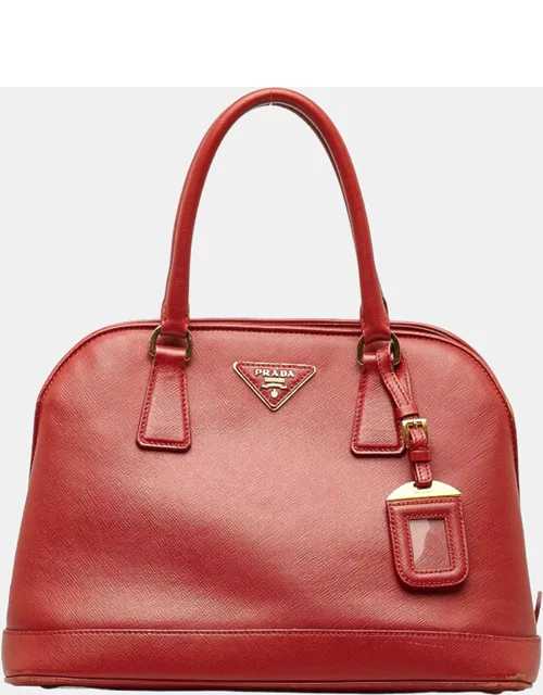Prada Red Leather Saffiano Lux Dome Bag