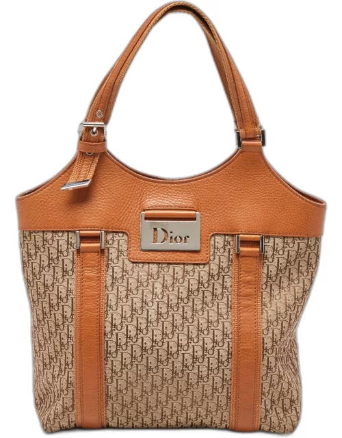 Dior Beige/Orange Oblique Canvas and Leather Vintage Bag
