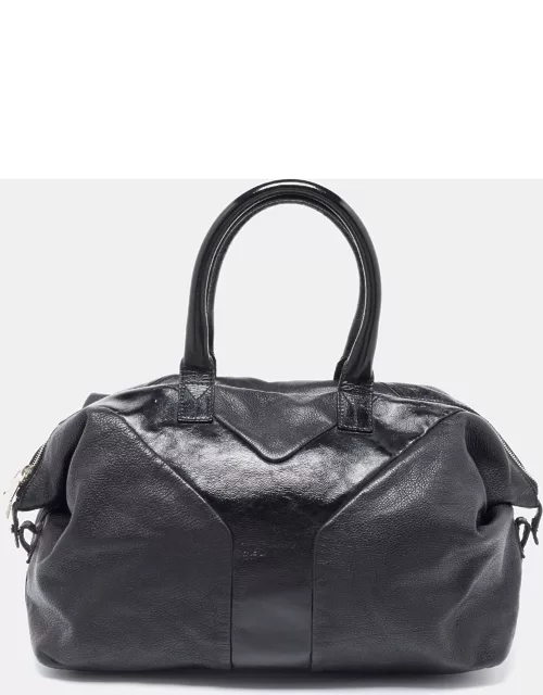 Yves Saint Laurent Black Leather and Patent Medium Easy Y Bag