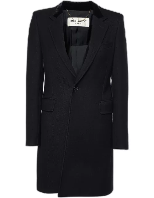 Saint Laurent Black Wool Mid Length Coat