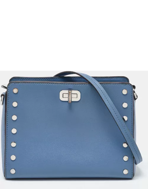 Michael Kors Blue Leather Sylvia Studded Shoulder Bag