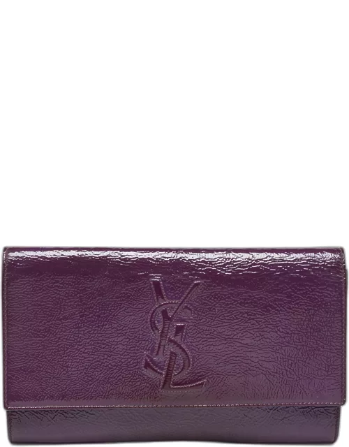 Yves Saint Laurent Purple Patent Leather Belle De Jour Flap Clutch