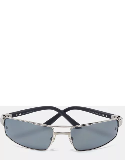 Cartier Silver Tone/Grey Santos Galaxy Rectangle Sunglasse