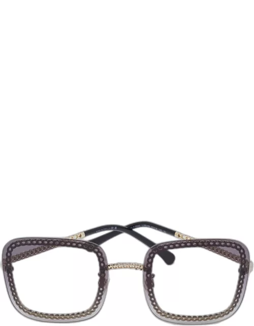 Chanel Gold Tone/Grey Gradient Chain Detail 4244 Square Sunglasse