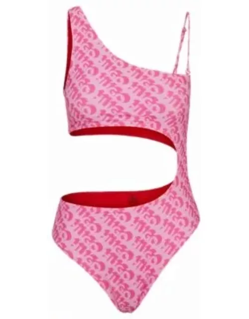 Logo-print swimsuit with cut-out detail- Pink Women's Online Exclusive