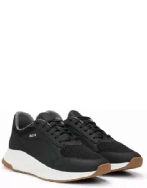 TTNM EVO leather lace-up trainers with mesh trims- Black Men's Sneaker