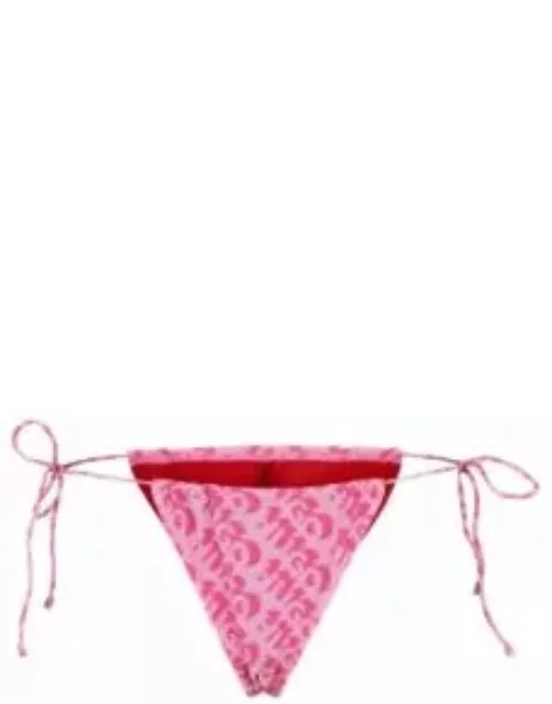 Tie-side bikini bottoms with repeat logo print- Pink Women's HUGO Your Way