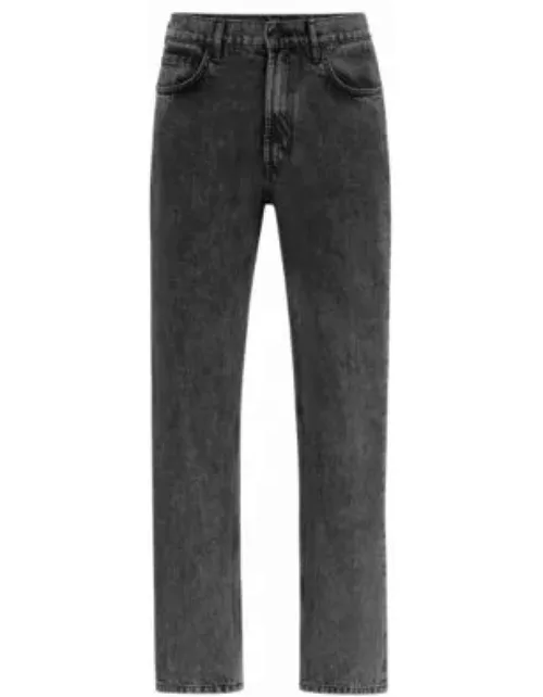 Regular-fit regular-rise jeans in gray denim- Dark Grey Men's Jean