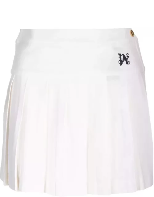 Palm Angels Monogram Embroidered Pleated Mini Skirt