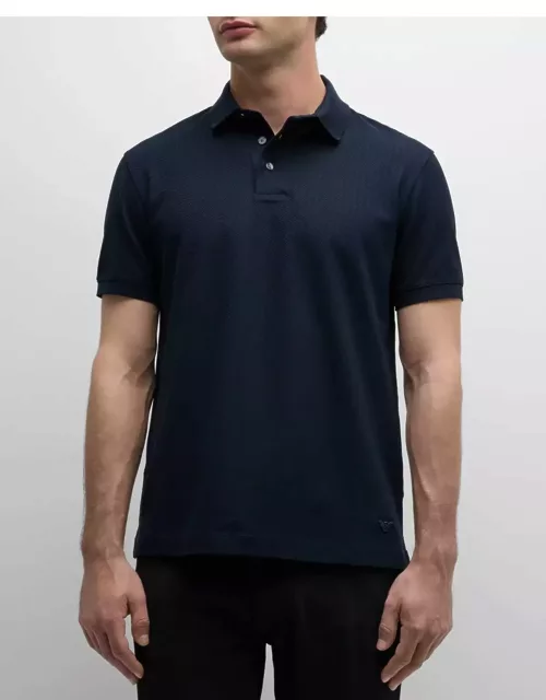 Men's Cotton Textured Stripe Polo Shirt