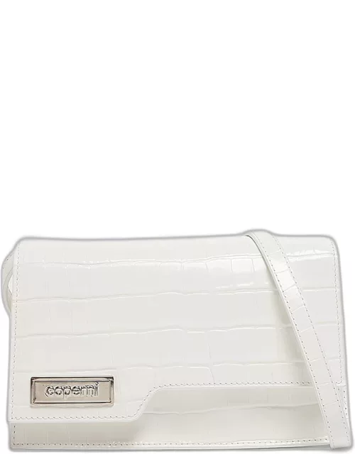 Folder Mini Croc-Embossed Shoulder Bag