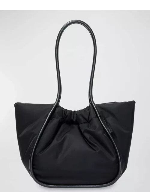 Large Ruched Puffy Nylon Tote Bag