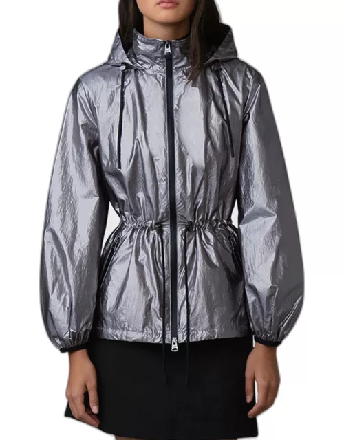 Isha Windproof Cinched Metallic Rain Jacket