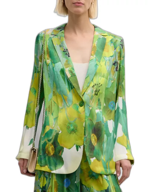 Marnie Single-Button Floral-Print Jacket
