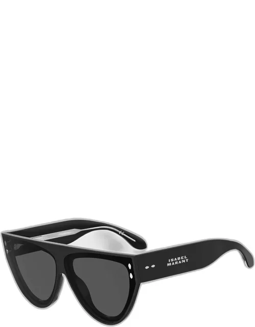 Flat-Top Acetate Aviator Sunglasse