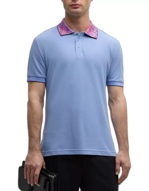 Men's Polo Shirt with Animalier Collar