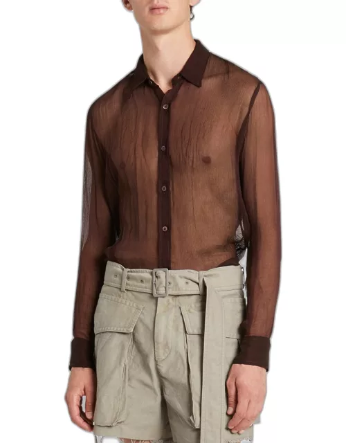 Men's Congreve Sheer Silk Button-Down Shirt
