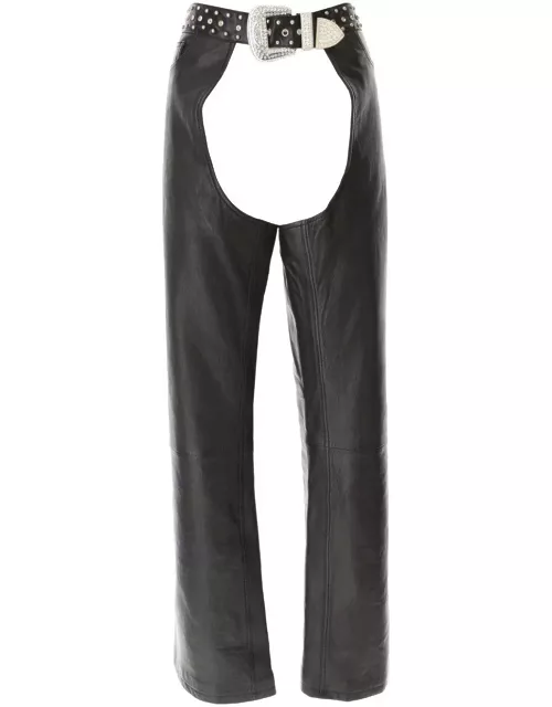 Moschino Cut Out Detailed Leather Trouser