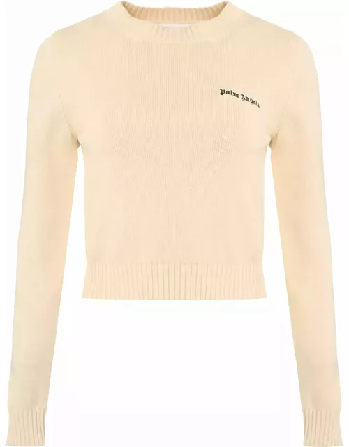 Palm Angels Logo Embroidered Crewneck Knitted Jumper