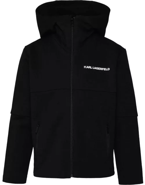 Karl Lagerfeld Long-sleeve Logo-printed Zipped Hoodie
