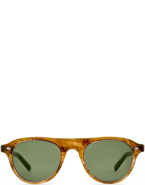 Mr. Leight Stahl S Marbled Rye-antique Gold/green Sunglasse