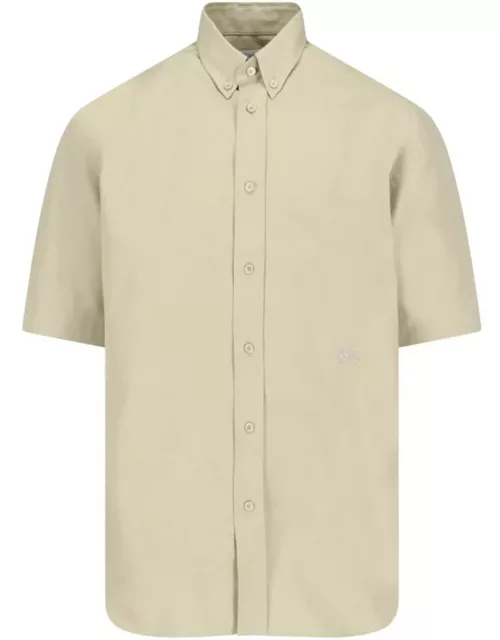 Burberry Logo-embroidered Short Sleeved Poplin Shirt