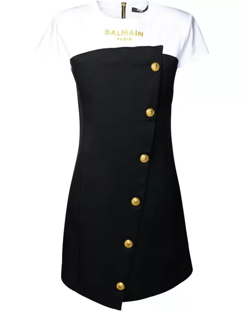 Balmain Button Embellished Two Toned Dres