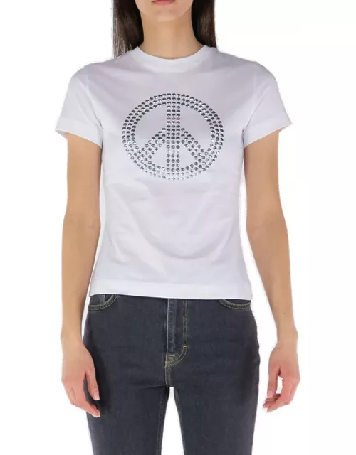 Jeans Peace Sign-motif Crewneck T-shirt Moschino