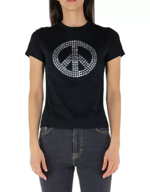 Jeans Peace Sign-motif Crewneck T-shirt Moschino