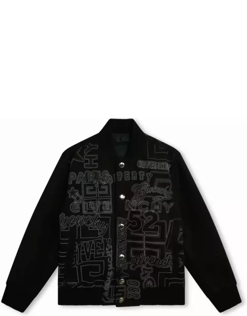 Givenchy Black Bomber Jacket With All-over Embroidery