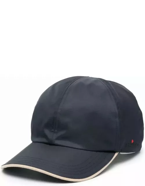 Kiton Night Blue Nylon Baseball Hat With Logo