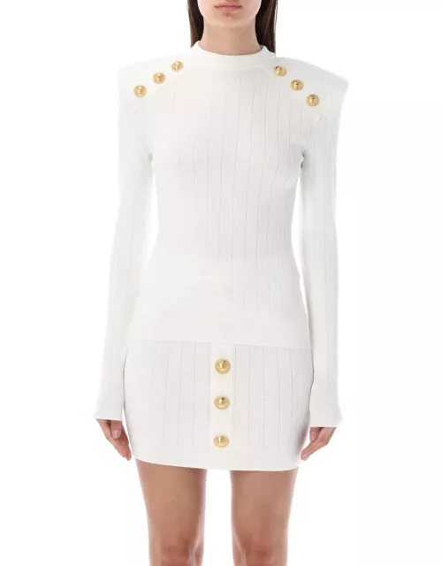 Balmain Knit Sweater With Gold-tone Button