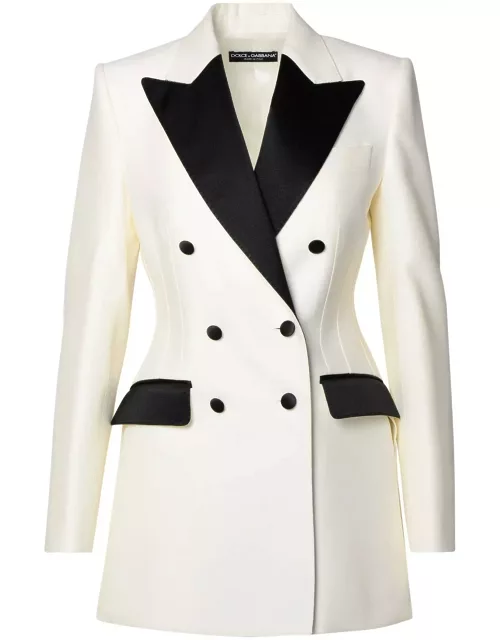 Dolce & Gabbana White Wool Blend Blazer