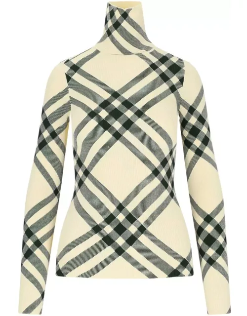 Burberry Check-pattern High-neck Knitted Jumper