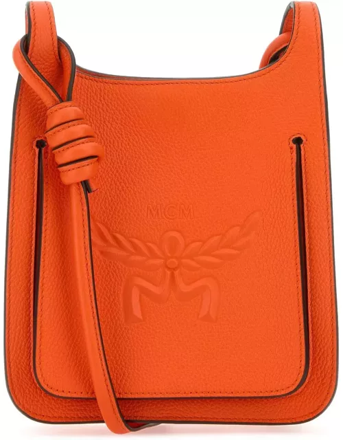 MCM Dark Orange Leather Mini Himmel Hobo Crossbody Bag